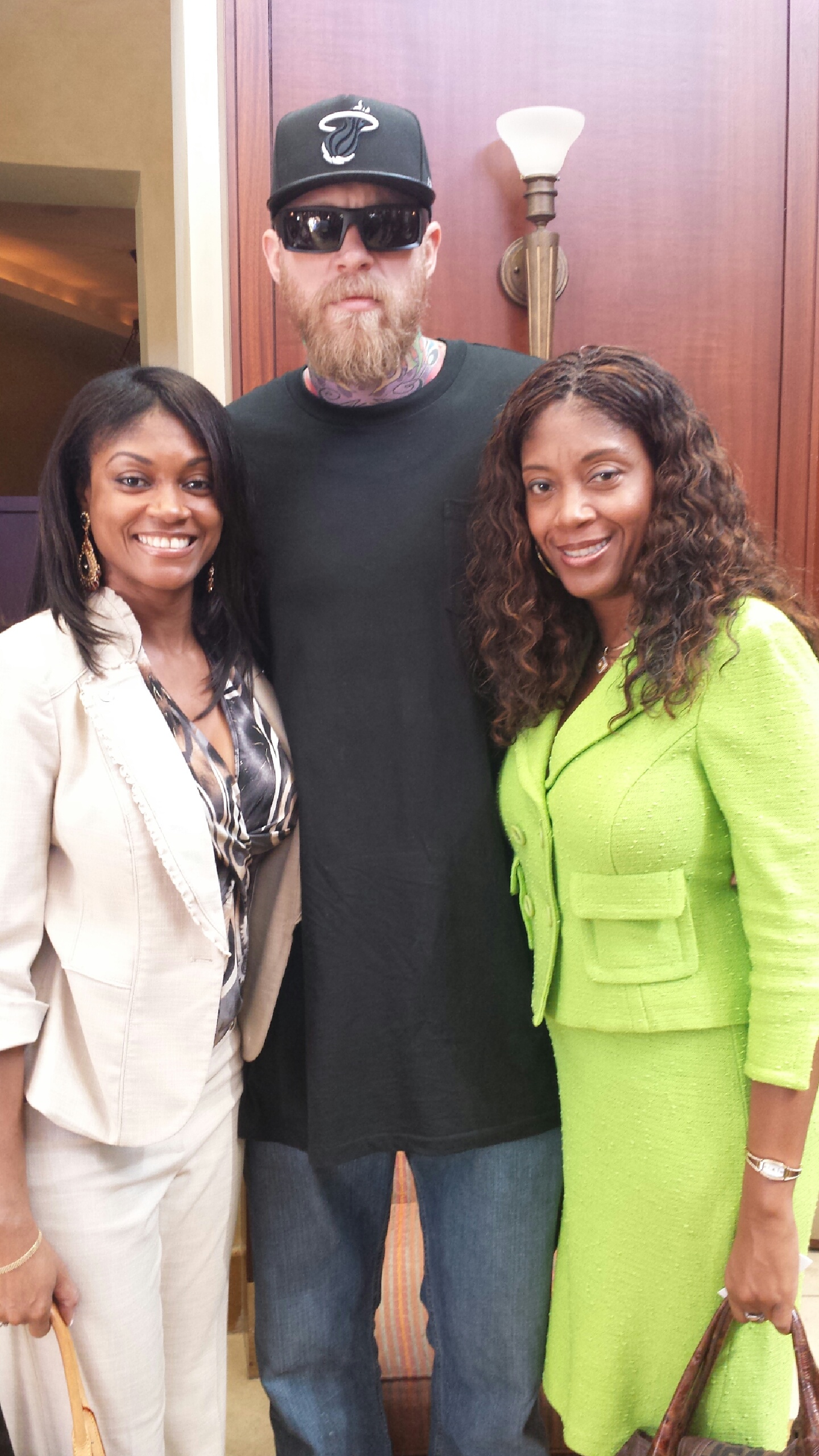 Beatrice and Marie with Chris "Birdman" Andersen of the Miami Heat